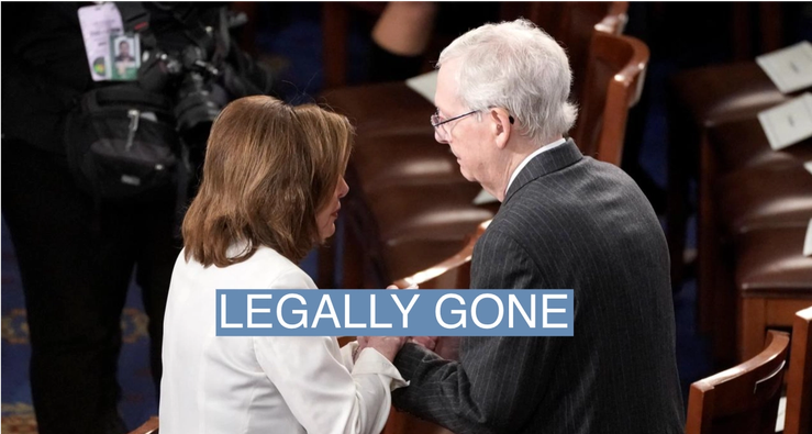 Rep. Nancy Pelosi greets Senate Minority Leader Mitch McConnell before President Joe Biden delivers the State of the Union address on March 7, 2024.