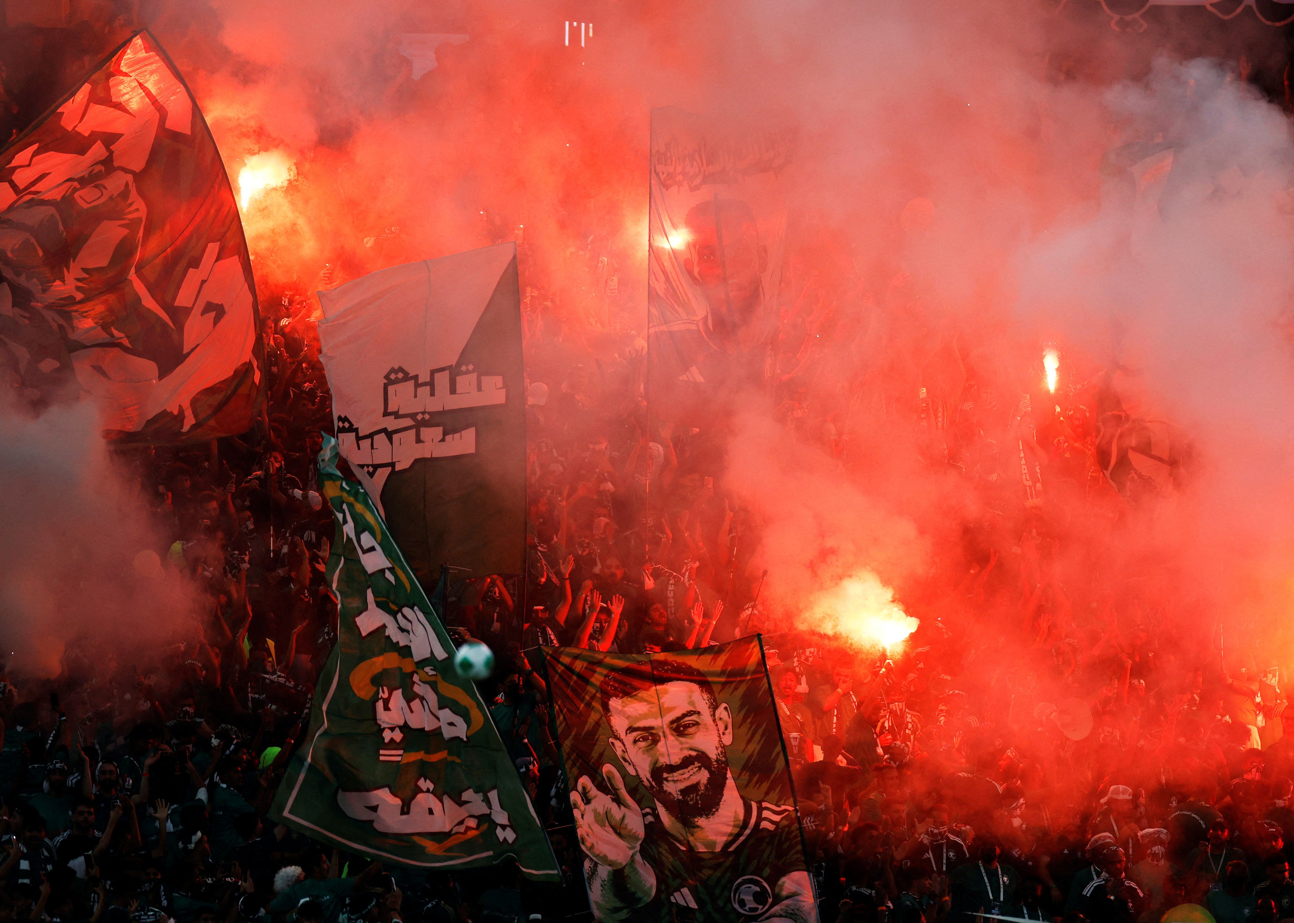 Saudi Arabia fans inside the stadium before the Saudi Arabia v UAE match. 