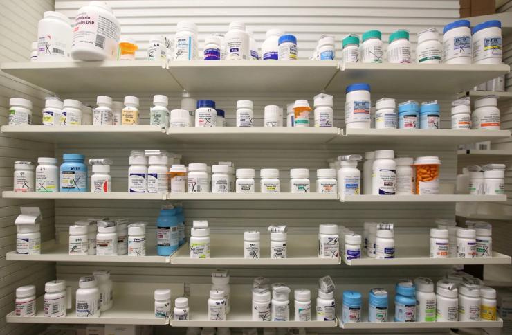 Bottles of drugs sit on the shelf at the Rock Canyon Pharmacy, in Provo, Utah, US, in May 2019
