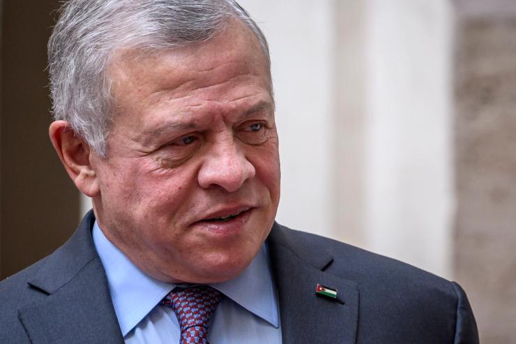 King of Jordan Abdullah II bin Al-Hussein at Palazzo Chigi in Rome, Italy, on Oct. 16, 2023.