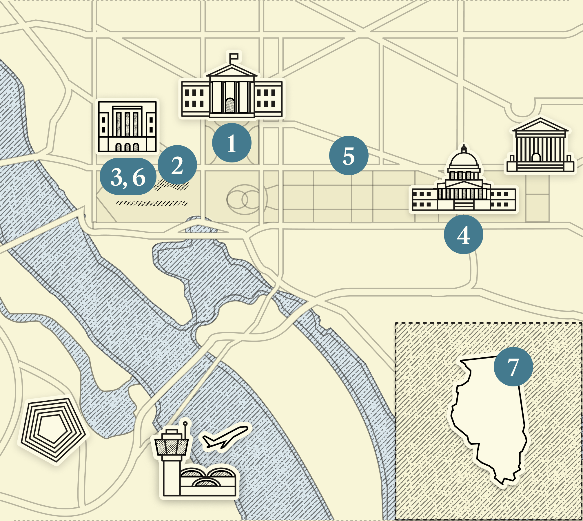 A numbered map of DC.
