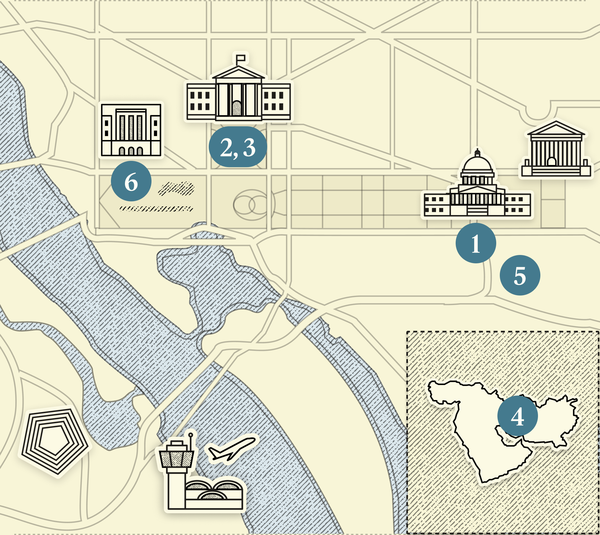 A numbered map of DC.