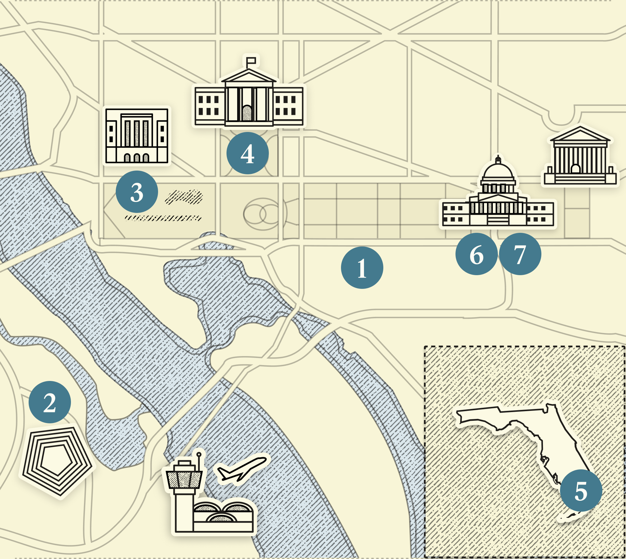 A numbered map of DC.