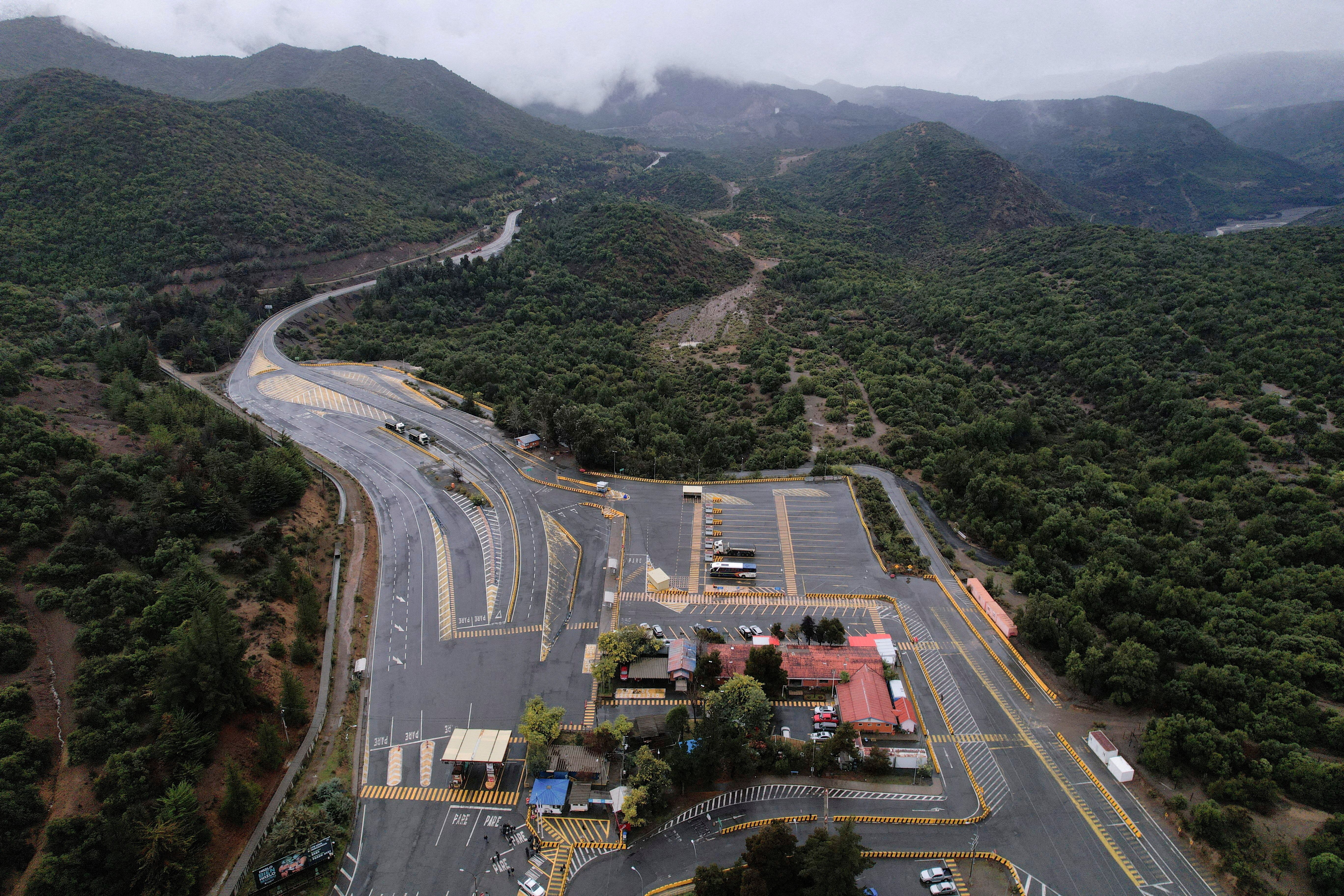 A drone view shows the entrance to Codelco’s El Teniente copper mining complex in Maitenes, Chile.