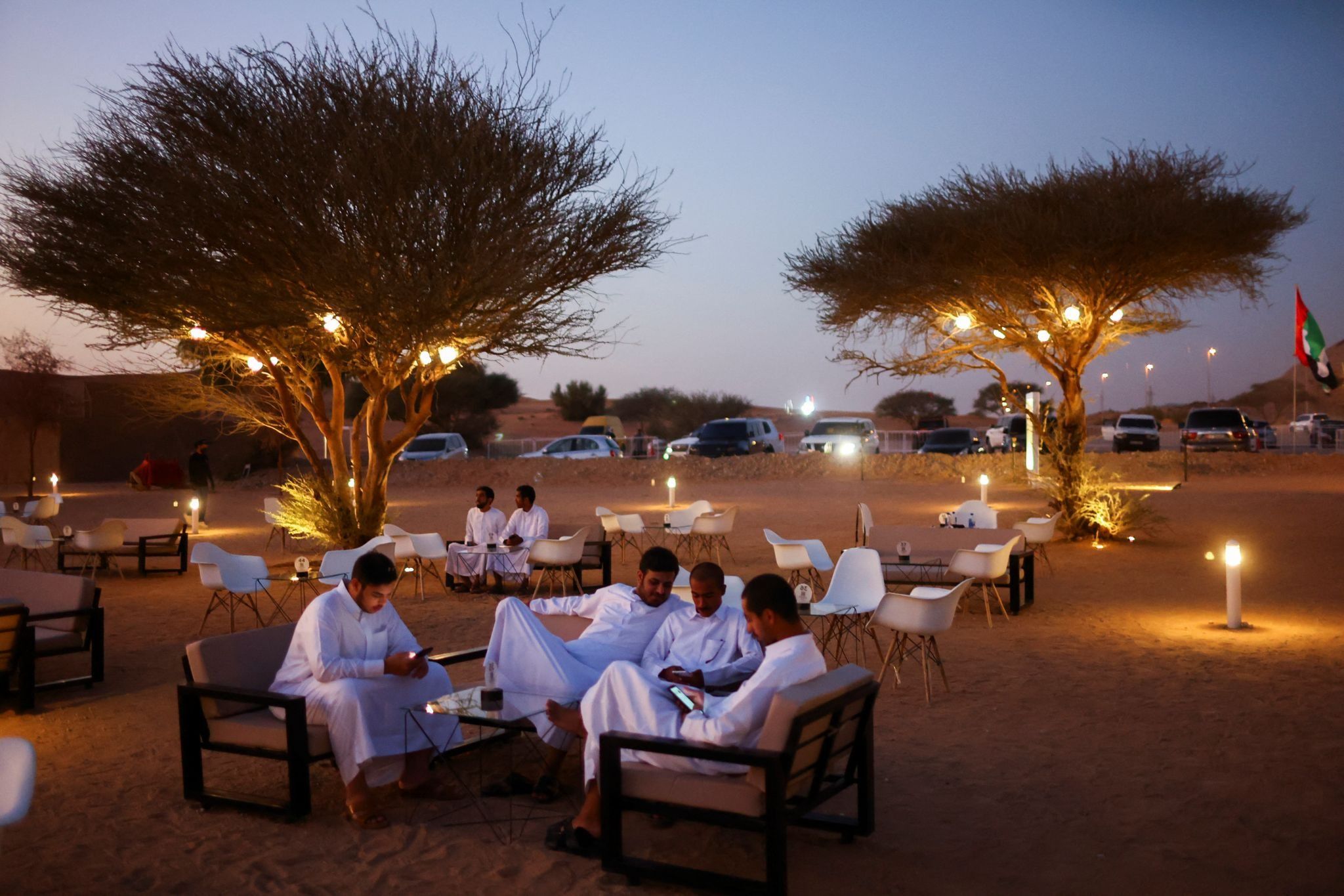 A view of One Degree cafe, a popular destination for desert recreation, at Dubai-Sharjah border