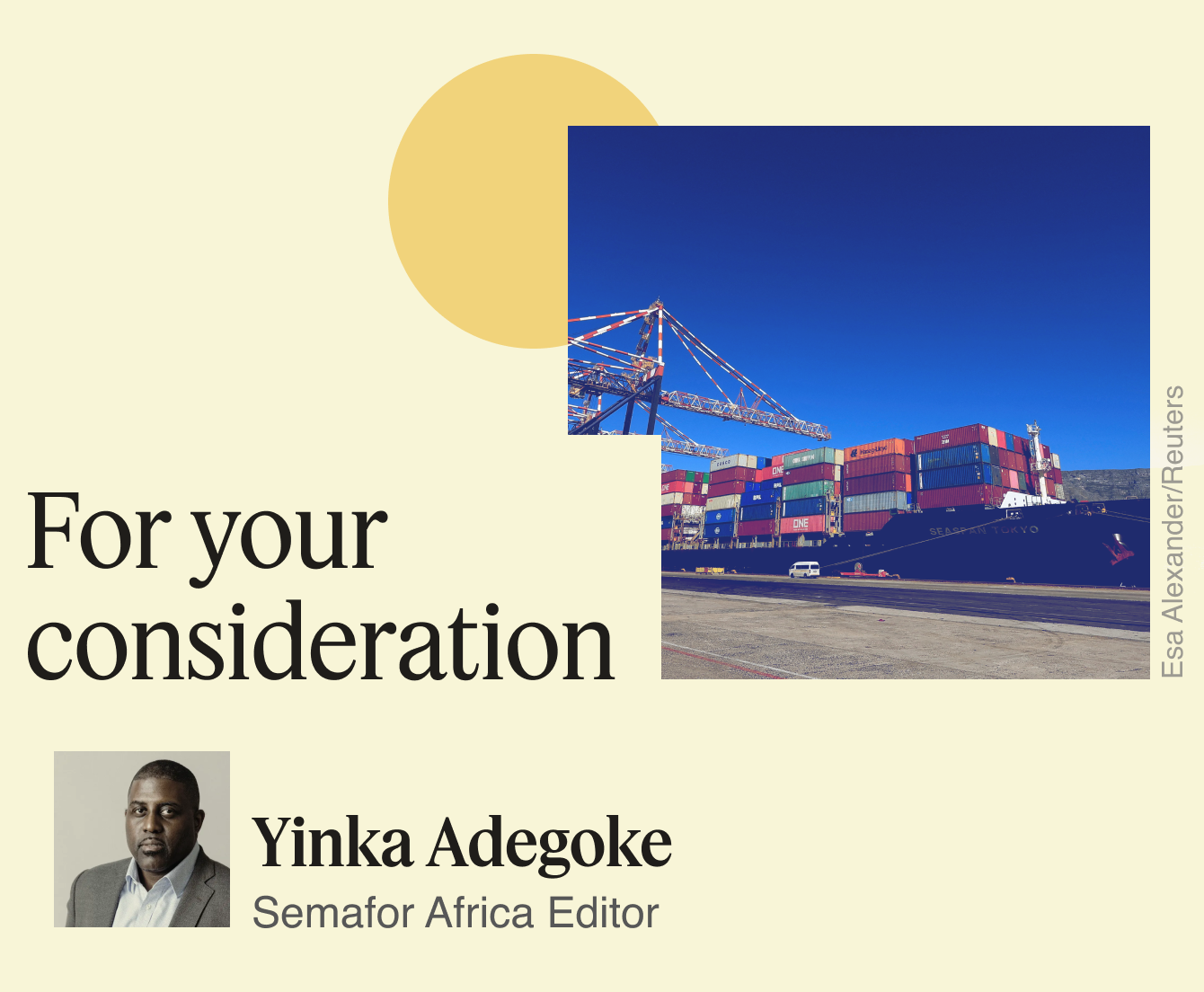For your consideration, Yinka Adegoke.