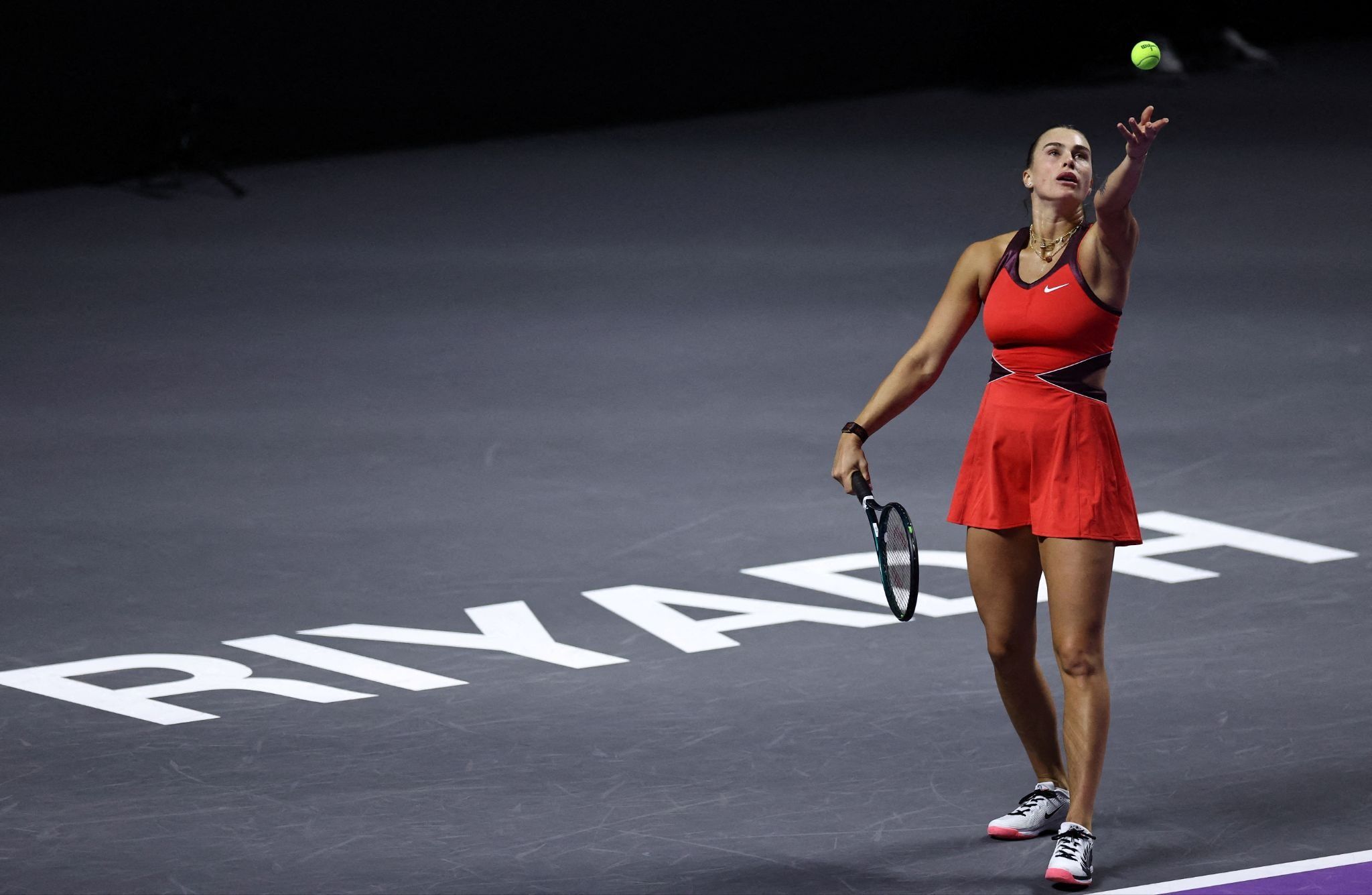 Belarus’ Aryna Sabalenka in action during her final match against Kazakhstan’s Elena Rybakina.