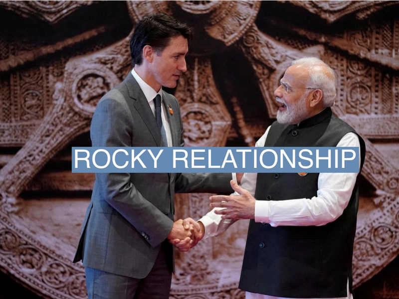 Indian Prime Minister Narendra Modi welcomes Canada Prime Minister Justin Trudeau to the G20.