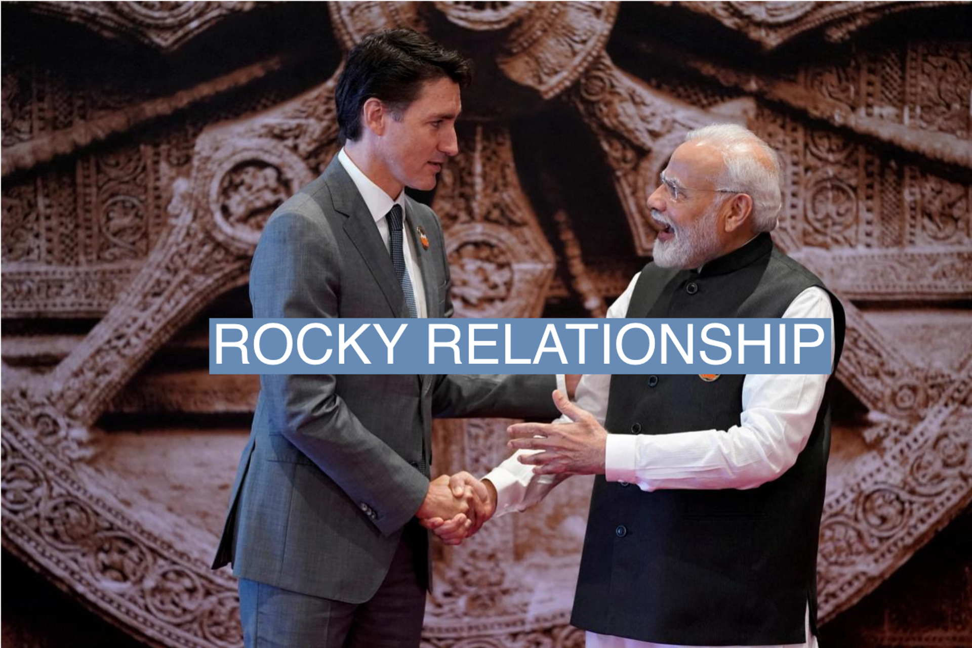 Indian Prime Minister Narendra Modi welcomes Canada Prime Minister Justin Trudeau to the G20.