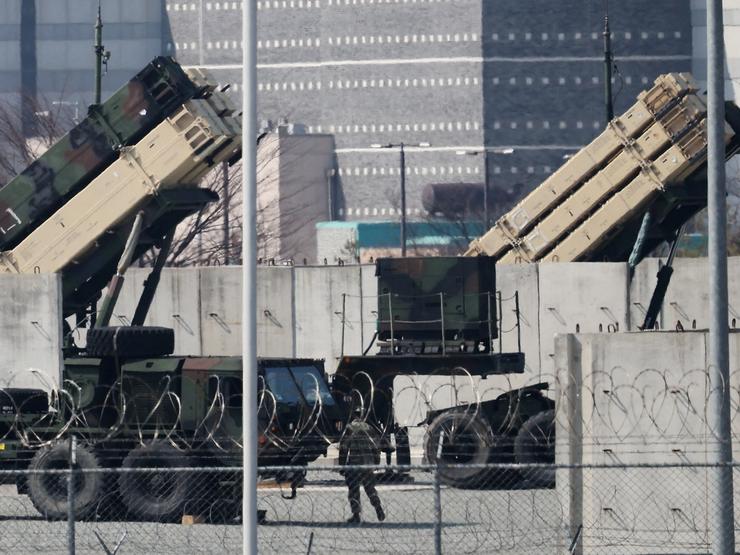 Patriot missile defense systems at a US army base in South Korea,