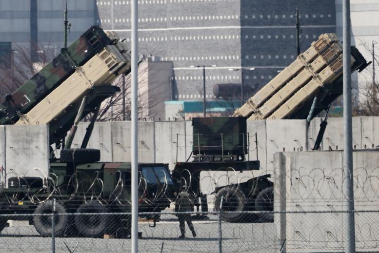 Patriot missile defense systems at a US army base in South Korea,