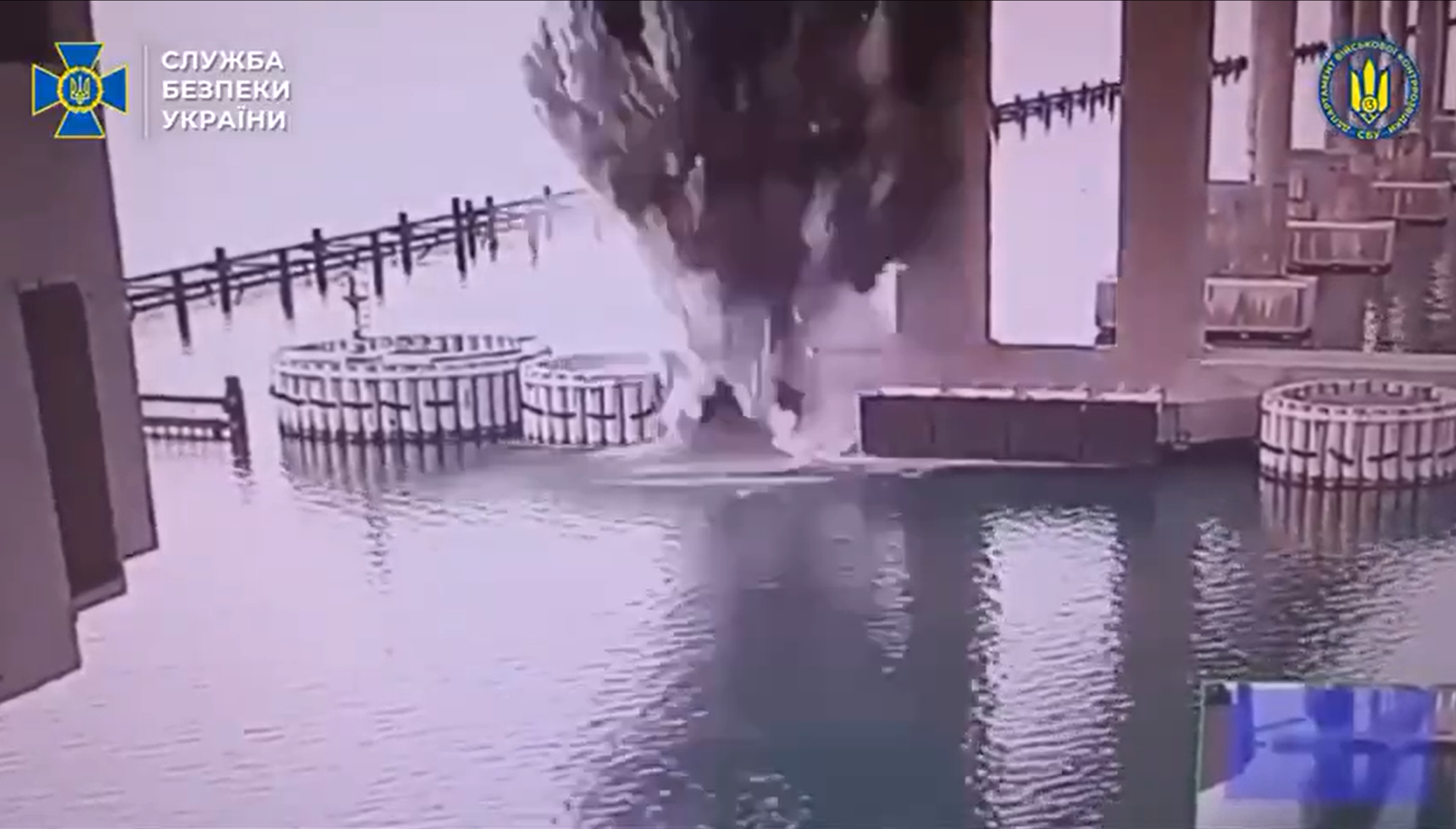Underwater explosion at Crimea bridge.