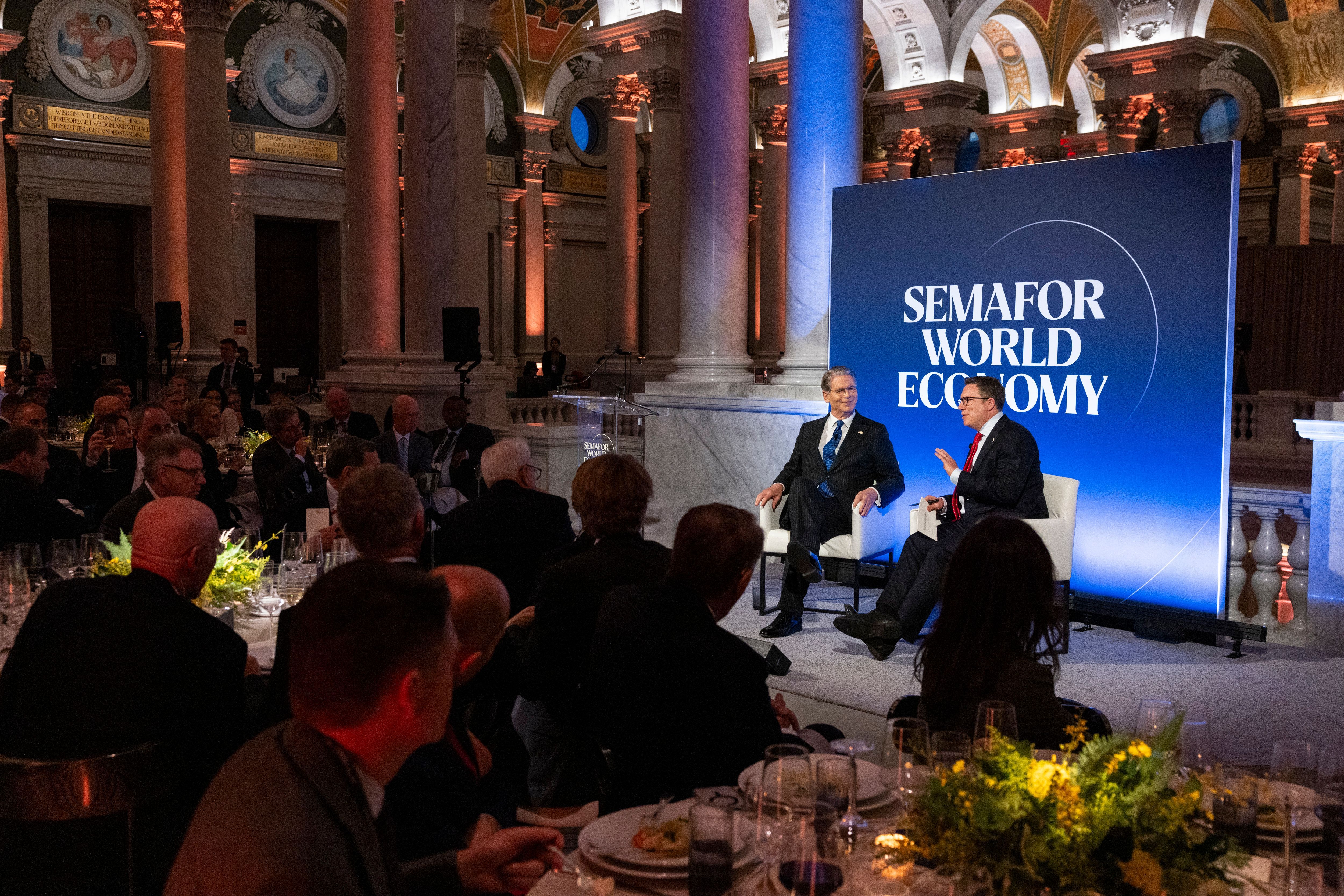 Bessent speaking at the Semafor World Economy. 