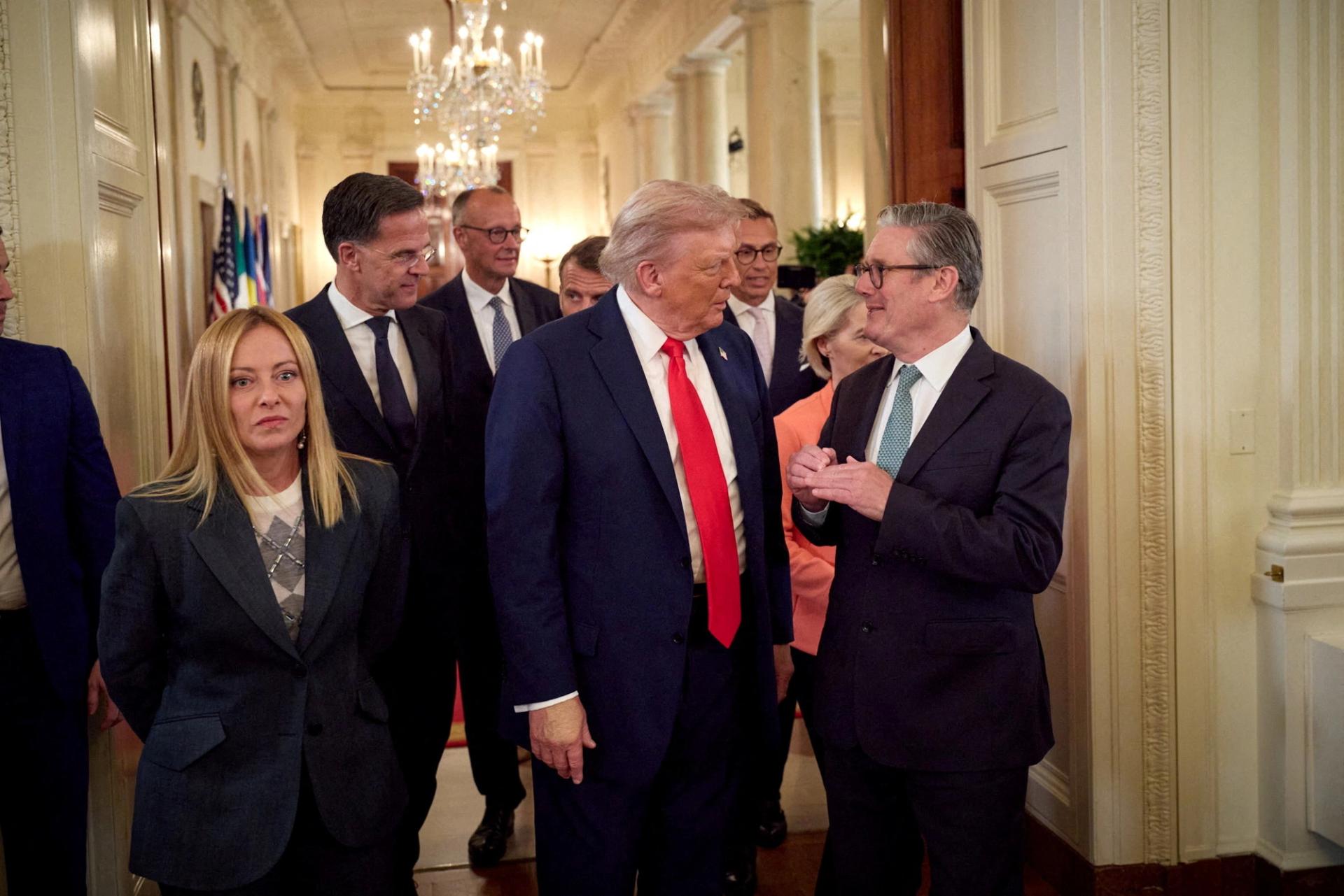 President Trump meets with Ukrainian President Zelenskiy and European leaders, in Washington, DC.