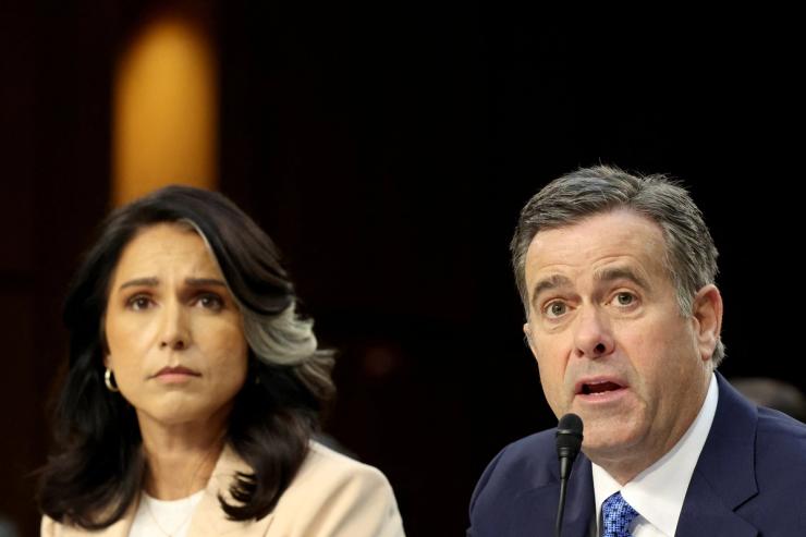 Director of National Intelligence Tulsi Gabbard and CIA Director John Ratcliffe testify before a Senate Intelligence Committee on March 25.