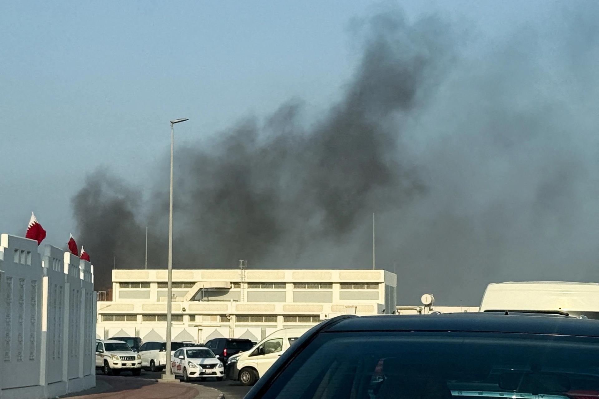 Smoke rises after several blasts were heard in Doha, Qatar, September 9, 2025. 