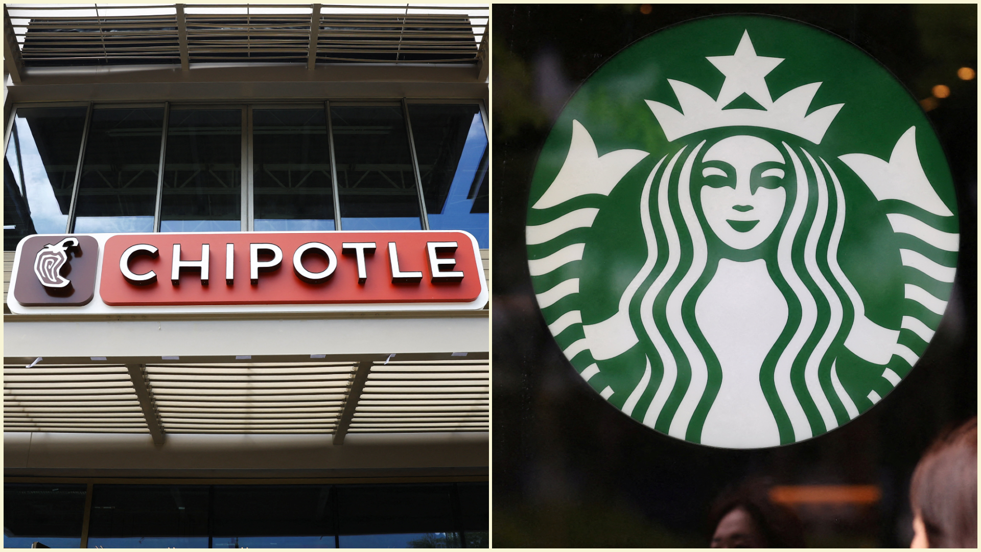 A Chipotle and a Starbucks storefront.