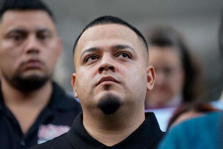 Kilmar Abrego Garcia, the migrant whose wrongful deportation to El Salvador made him a symbol of U.S. President Donald Trump’s aggressive immigration policies, attends an event with supporters.