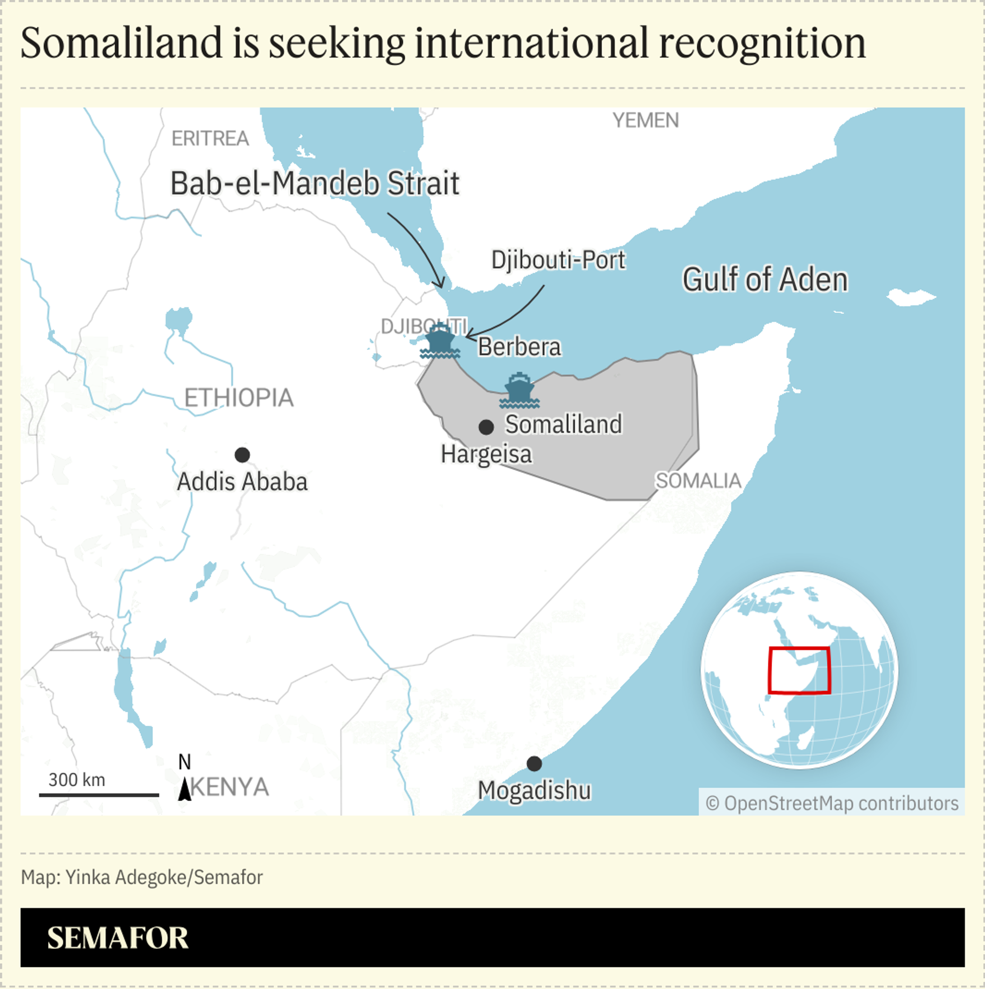 Map showing the breakaway region of Somalialand.