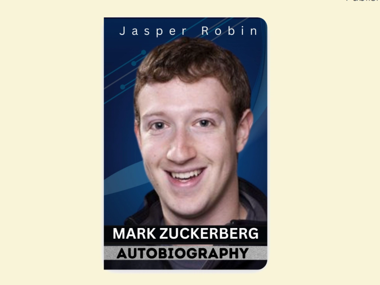 Screenshot of the cover of a nonexistent book on Mark Zuckerberg
