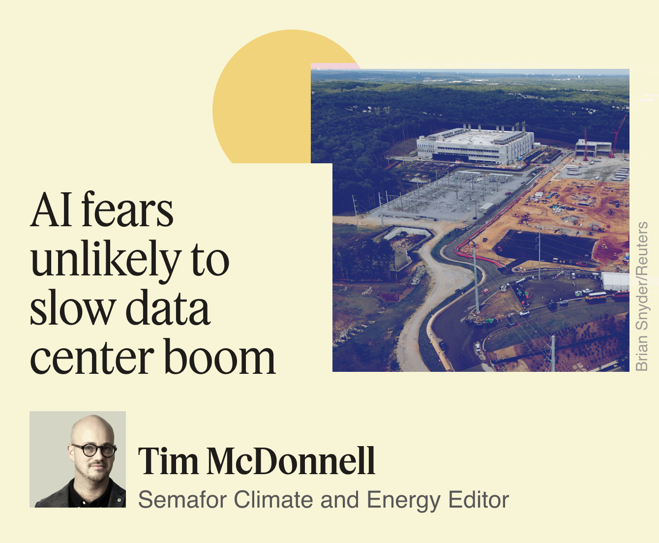 A graphic saying ‘AI fears unlikely to slow data center boom’