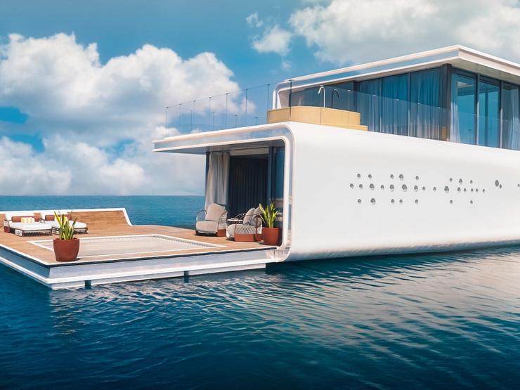Rending of Buddha Bar floating residences in Dubai.