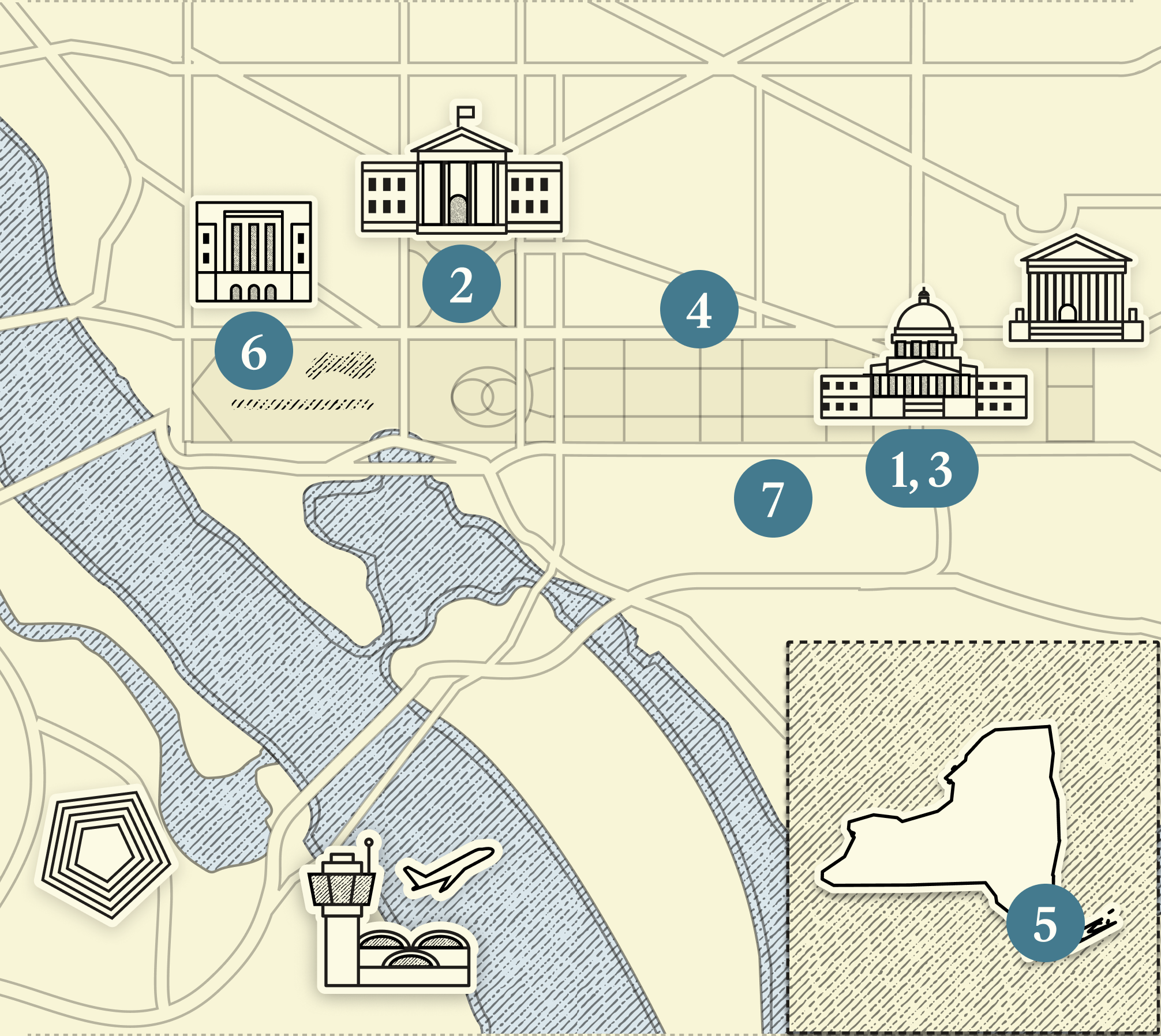 A numbered map of DC.