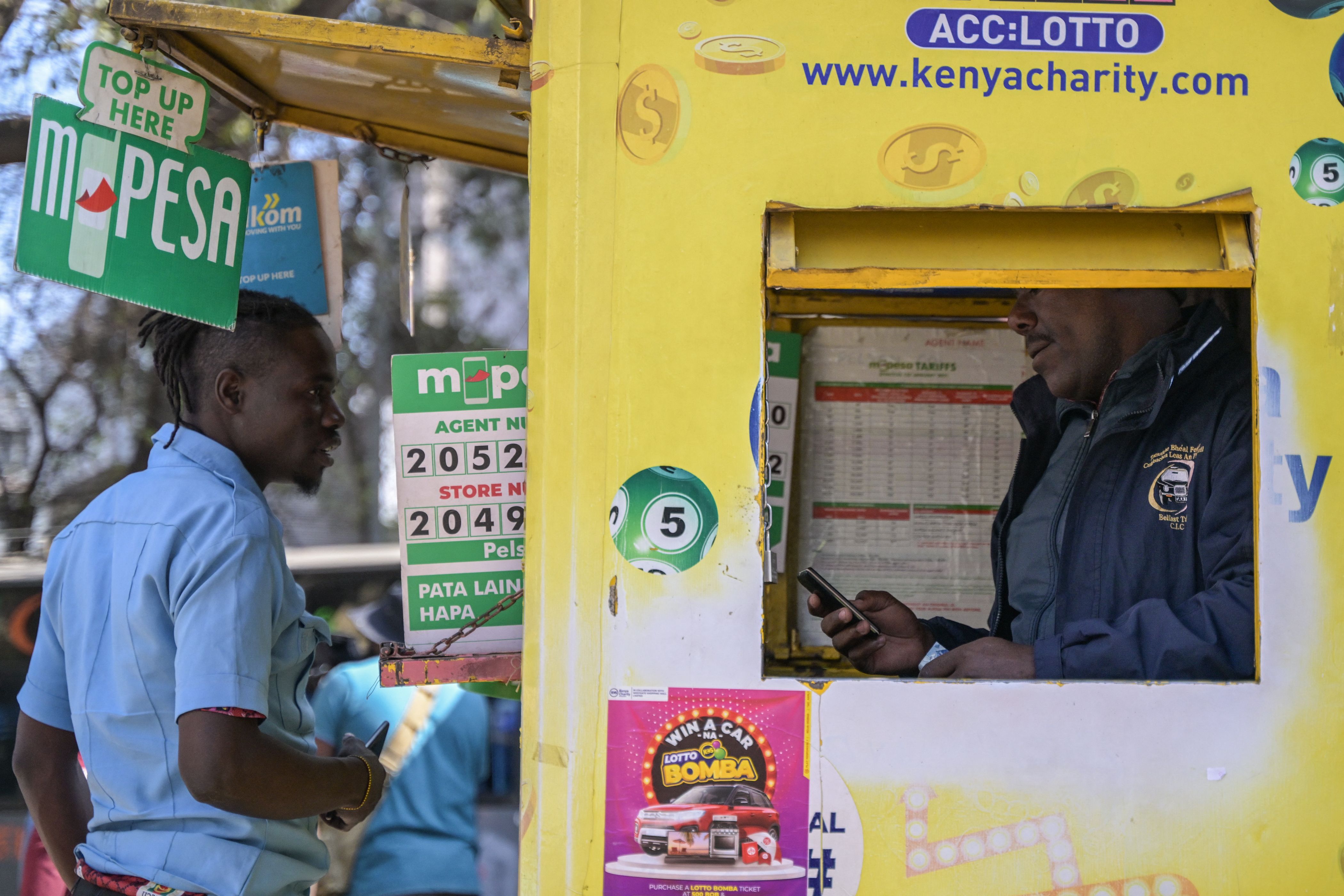 A mobile money transfers kiosk in Kenya.