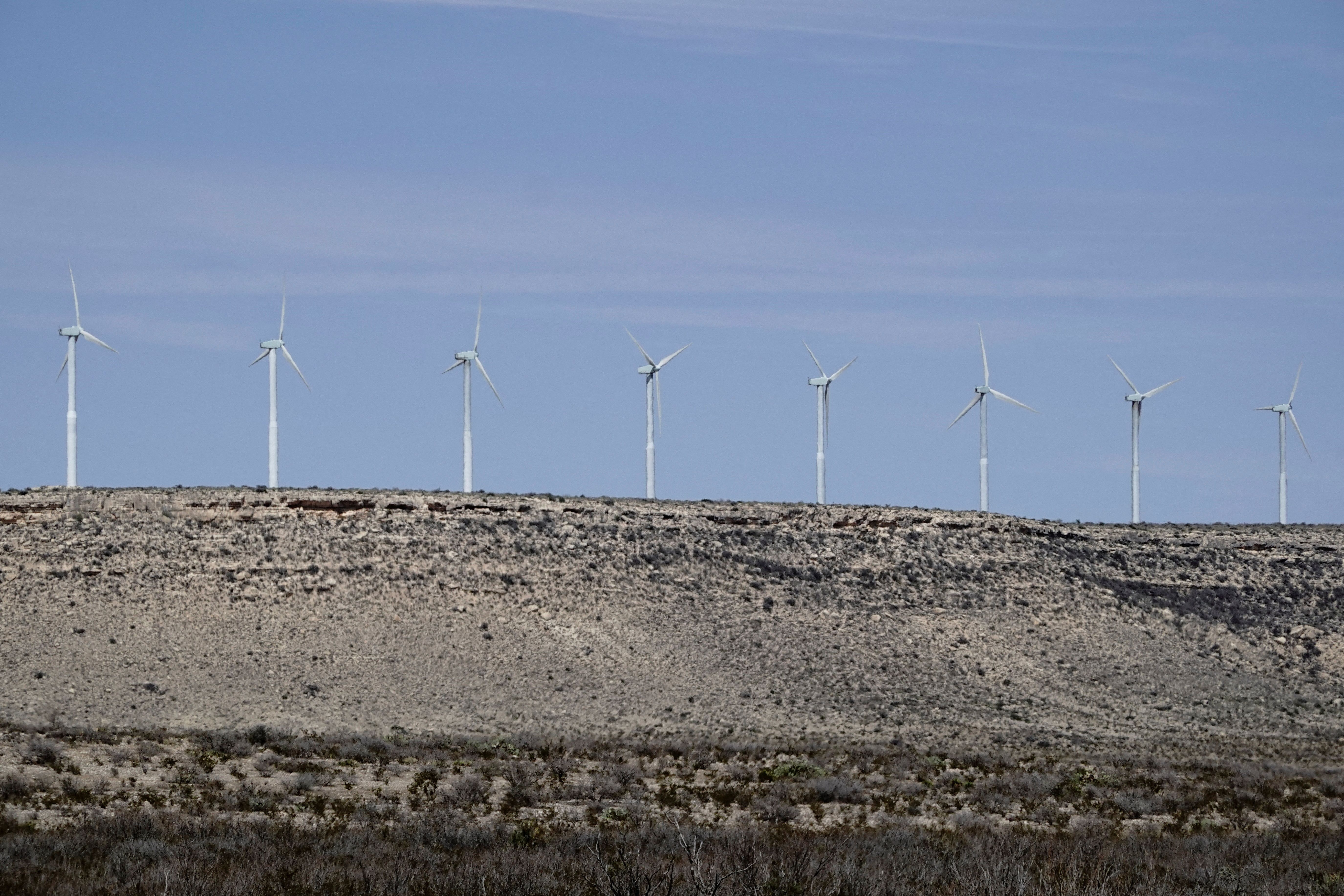 A general view of Vestas V-47 660 kilowatt wind turbines, part of the Indian Mesa Wind Farm owned by NextEra Energy Resources