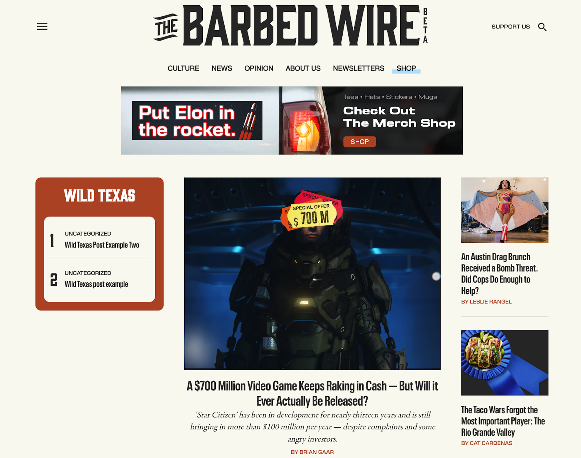 The Barbed Wire's homepage (in beta).