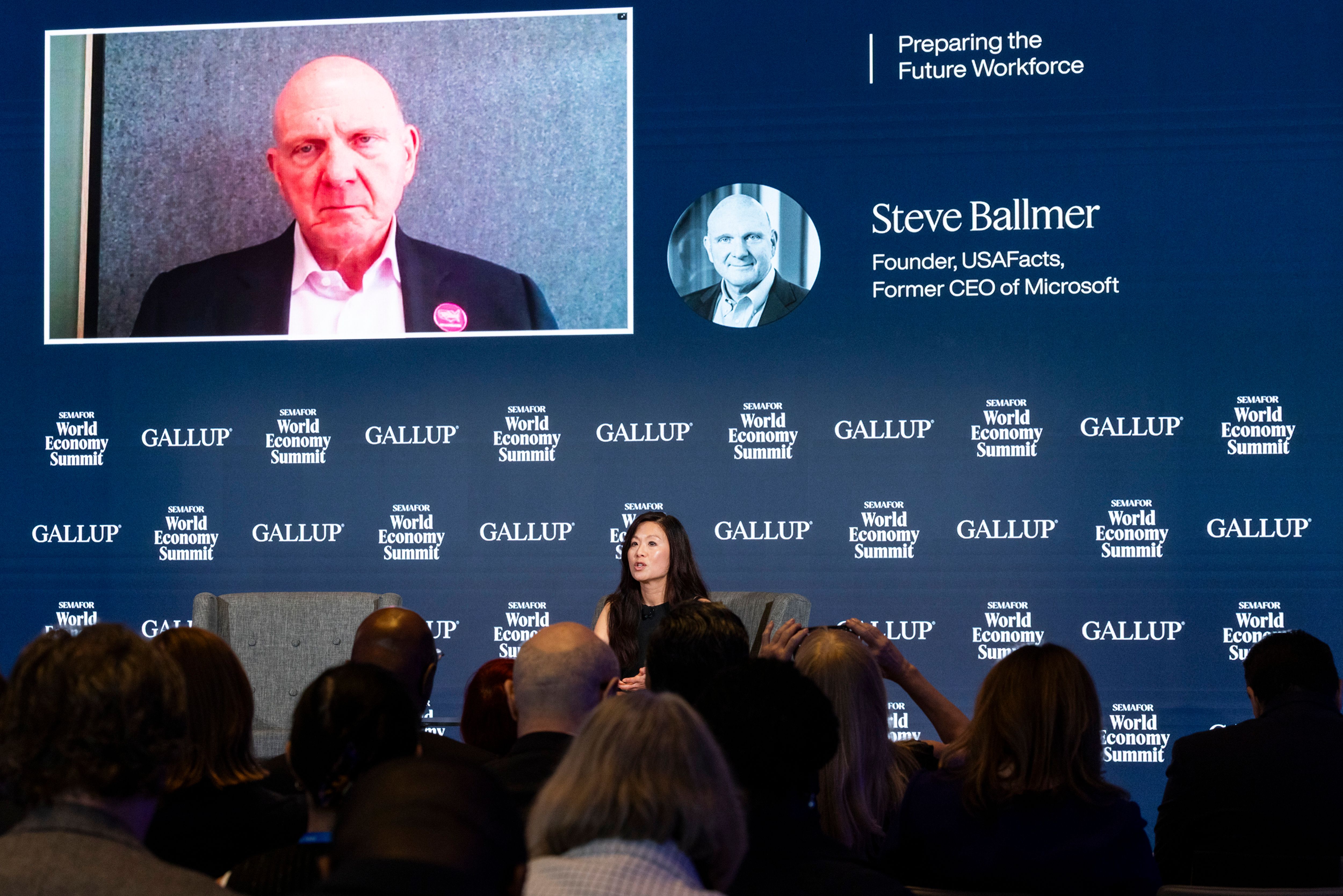 USAFacts CEO Steve Ballmer interviewed by Semafor’s Gina Chon.