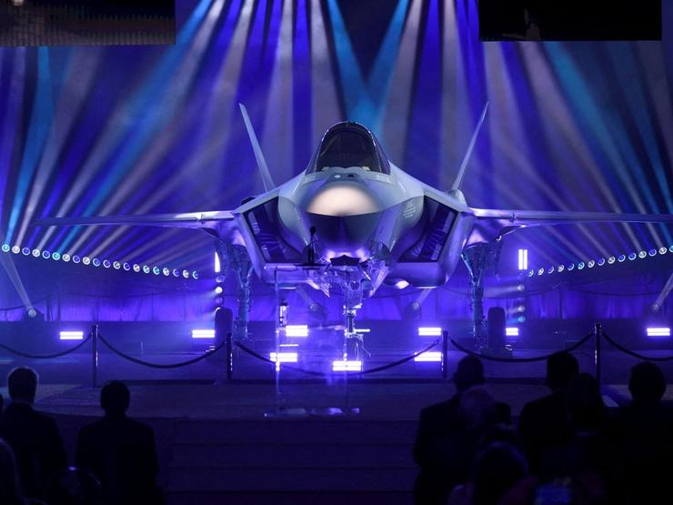 A fighter jet at a Lockheed Martin showcase.