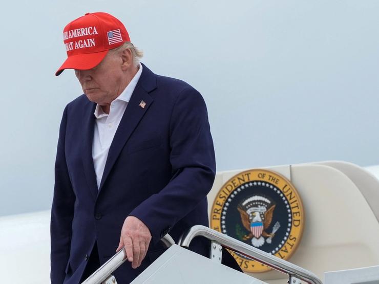 President Donald Trump leaving Air Force One