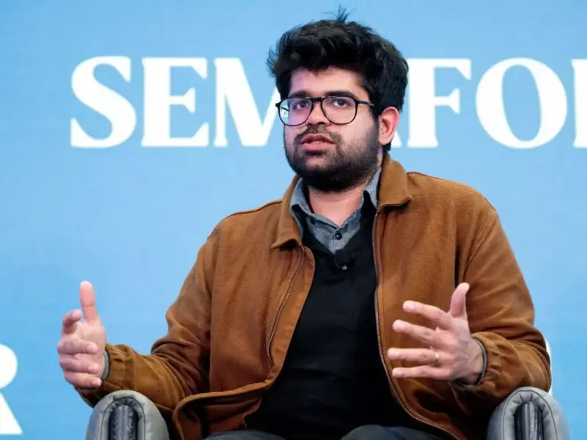Aravind Srinivas during a Semafor event.