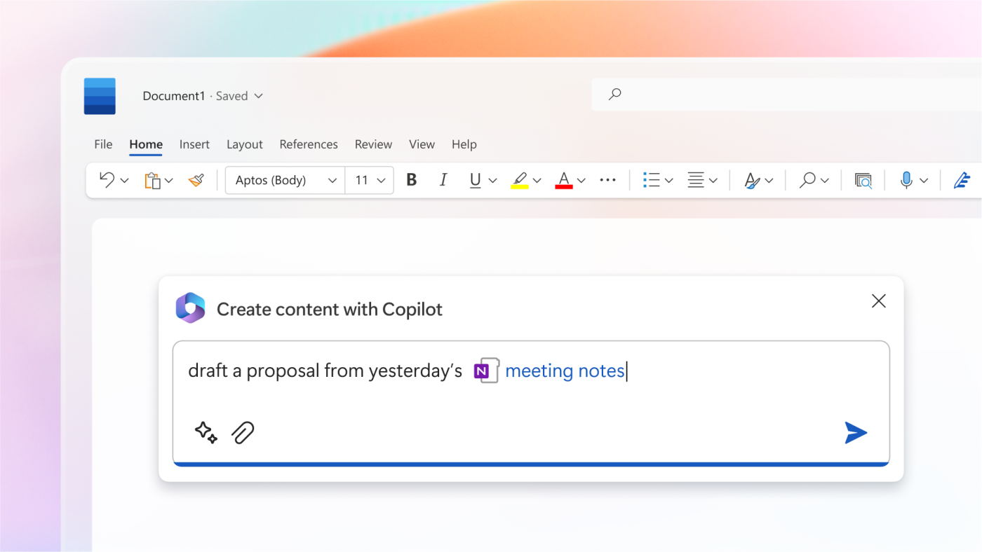 A screenshot showing Microsoft's new 365 Copilot features