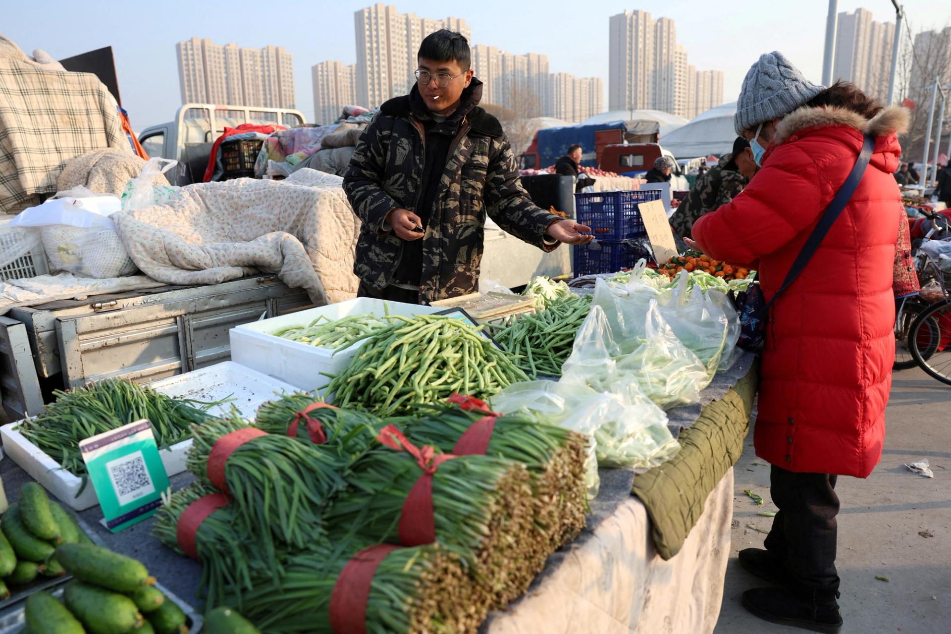 A vegetable vendor in Beijing.