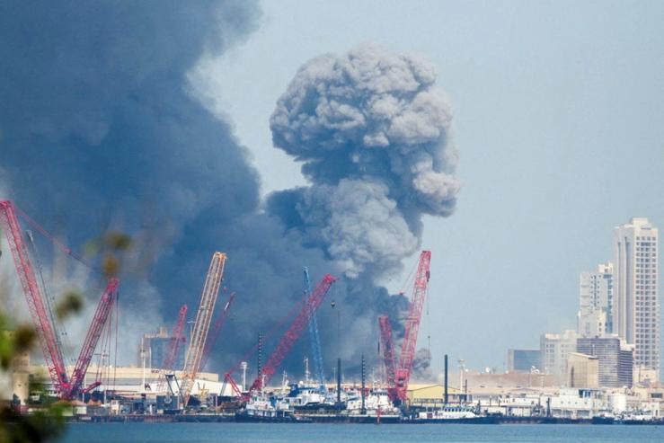 Smoke rises in the sky after blasts were heard in Bahrain.