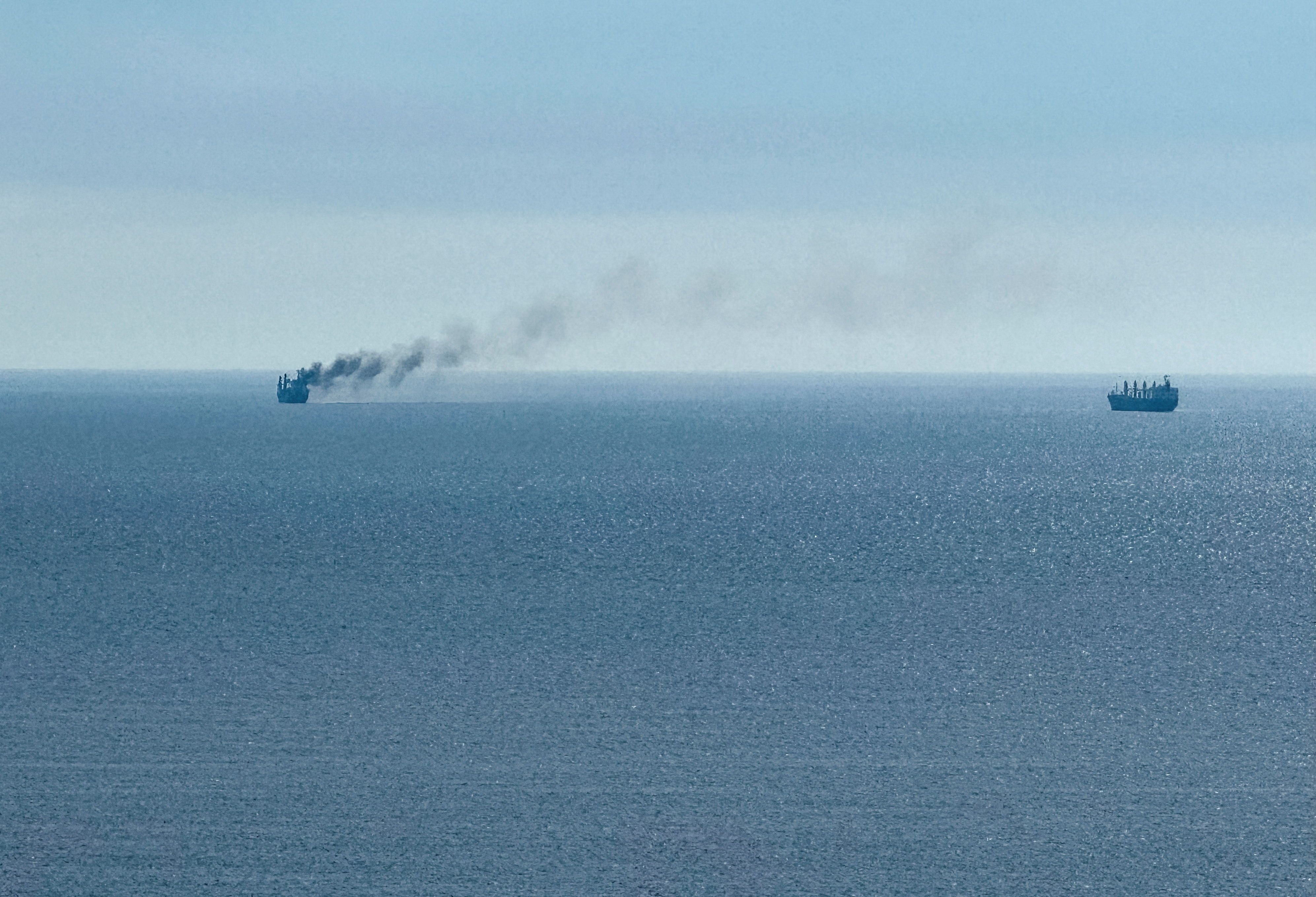 A civilian vessel is on fire, as Ukraine’s navy spokesman reported a Russian military strike on a civilian vessel.