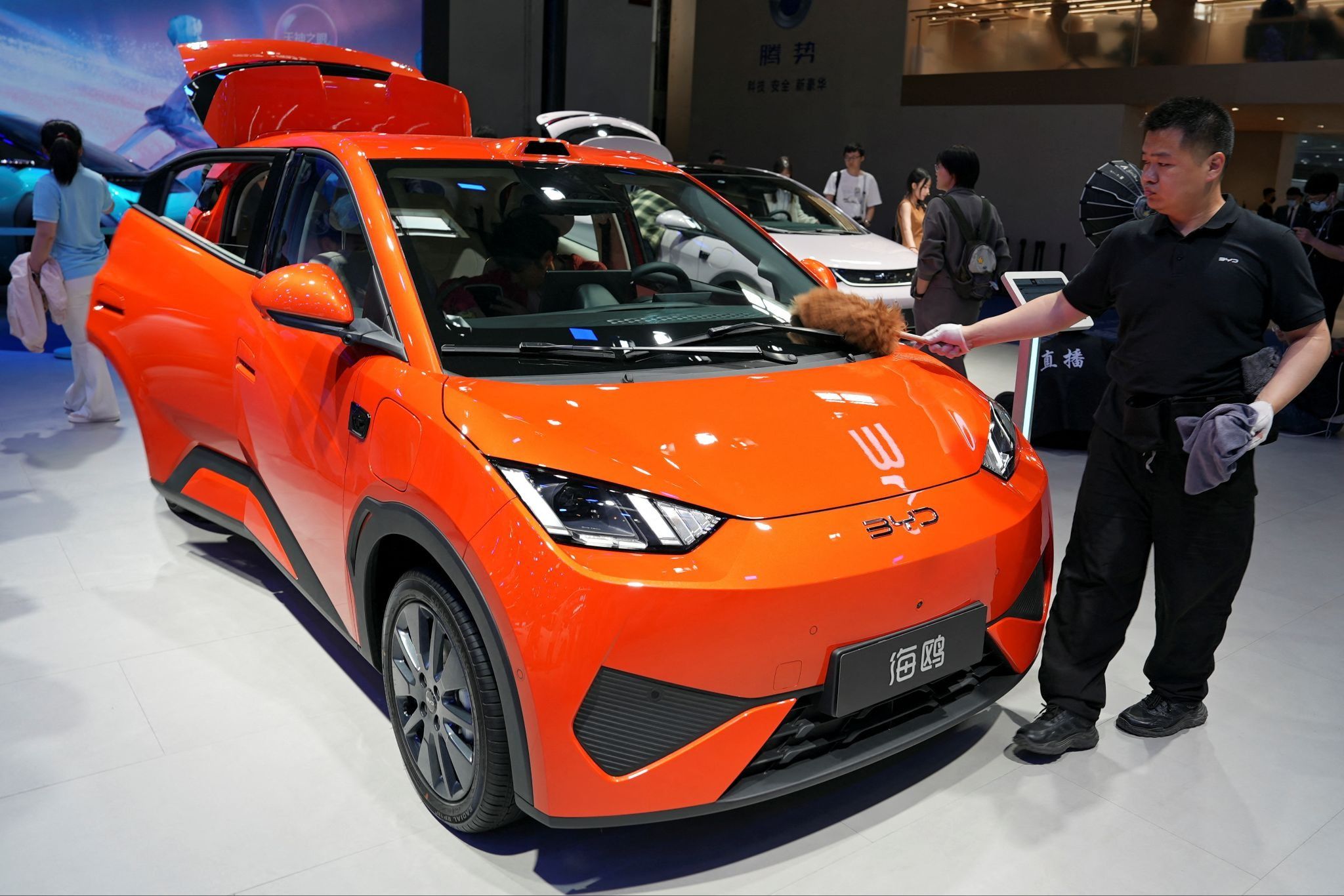 A BYD model at the China Auto Show