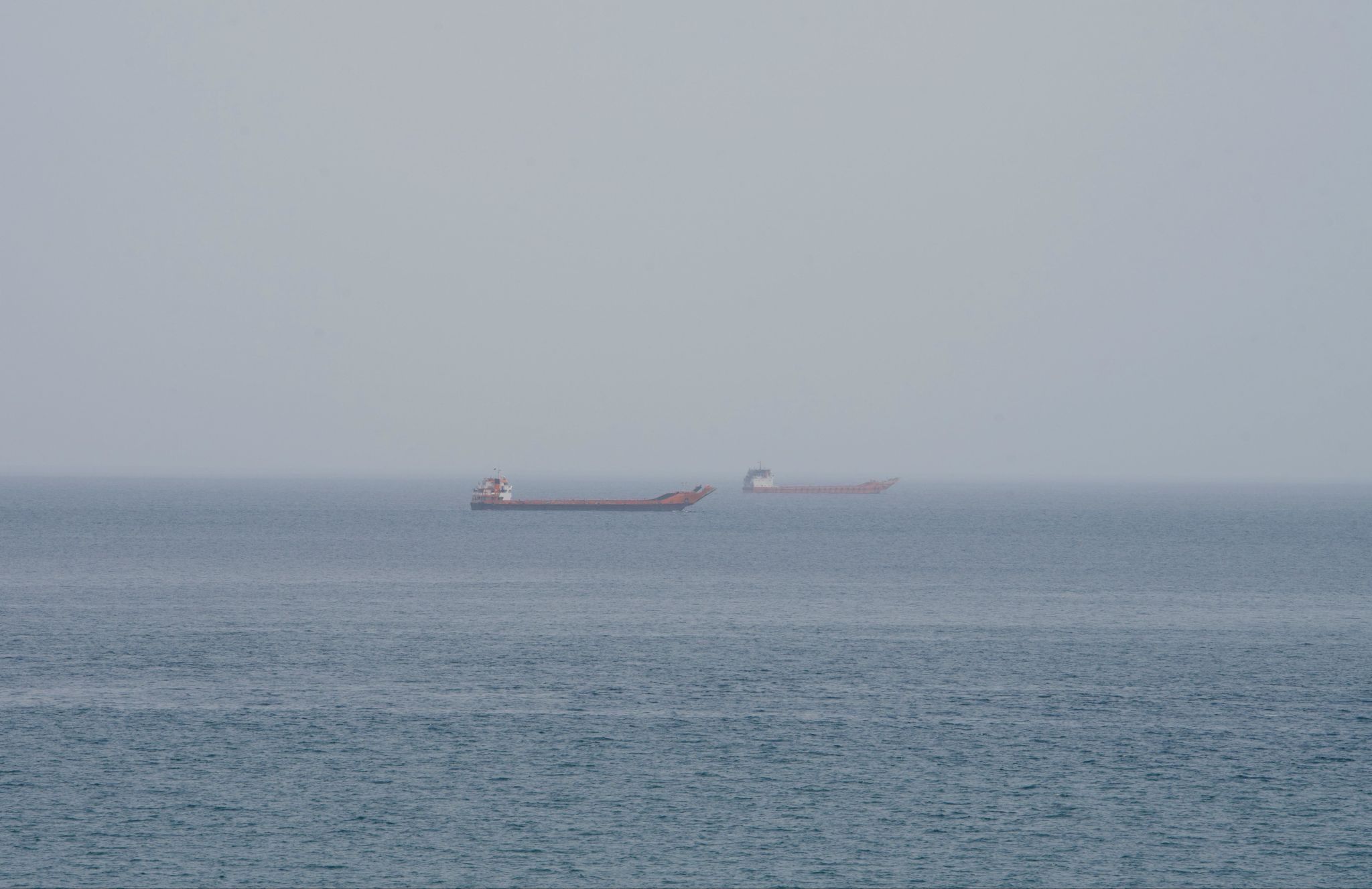 Vessels near the Strait of Hormuz, as seen from Musandam, Oman. 