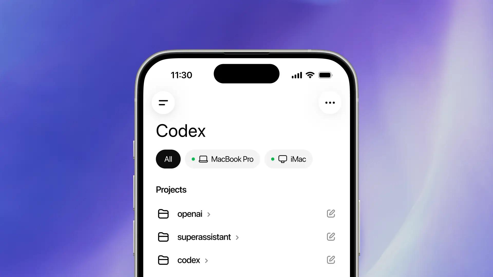 A screenshot of OpenAI’s Codex.