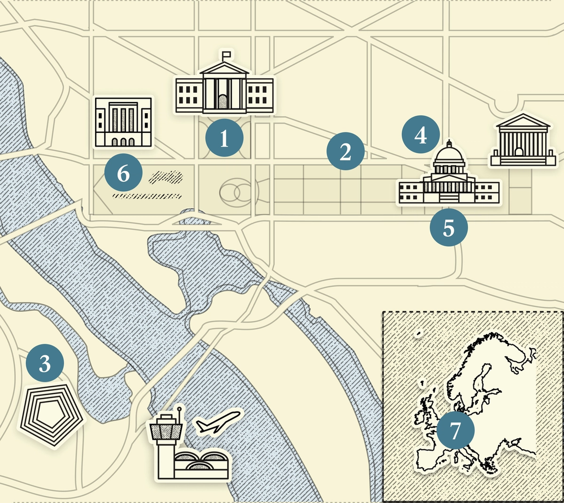 A map of Washington, DC.