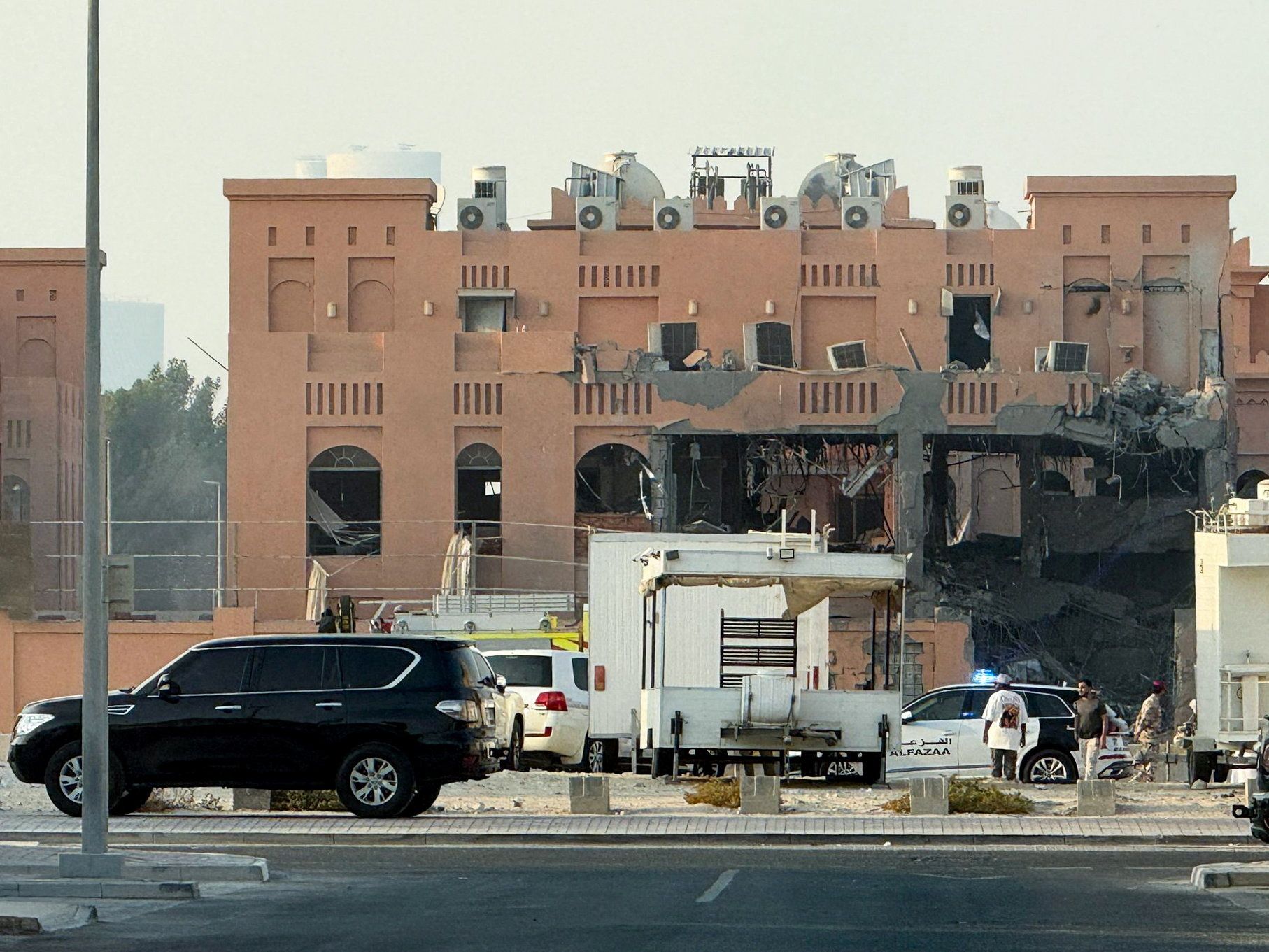 A bombed building in Doha.