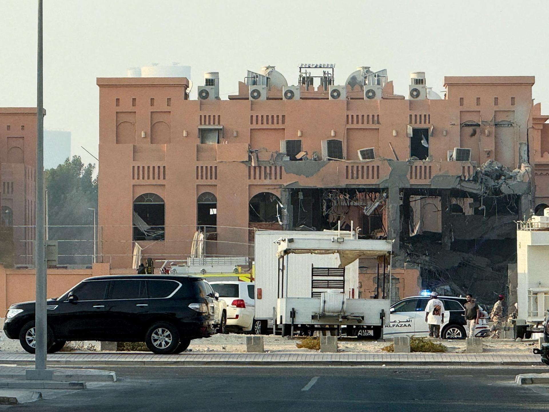 A bombed building in Doha.