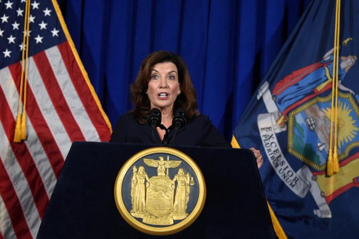 New York Lieutenant Governor Kathy Hochul speaks during a news conference at the New York State Capitol, in Albany, New York, U.S., August 11, 2021.