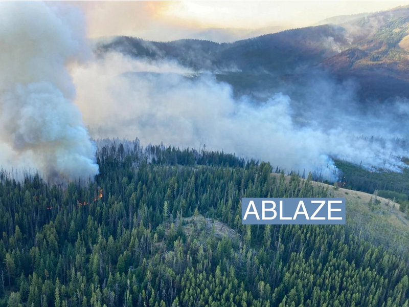 Smoke rises from the Crater Creek (K52125) wildfire near Keremeos, British Columbia, Canada August 15, 2023. BC Wildfire Service/Handout via REUTERS