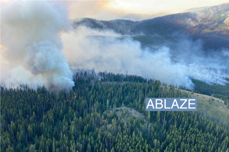 Smoke rises from the Crater Creek (K52125) wildfire near Keremeos, British Columbia, Canada August 15, 2023. BC Wildfire Service/Handout via REUTERS