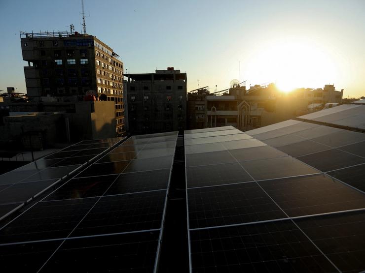 Solar panels on the rooftops of residential properties in Qamishli, Syria.