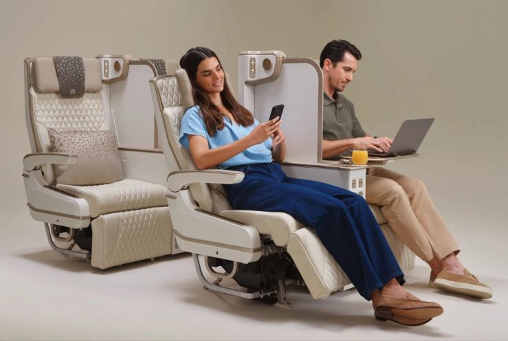 New Emirates premium economy seat.