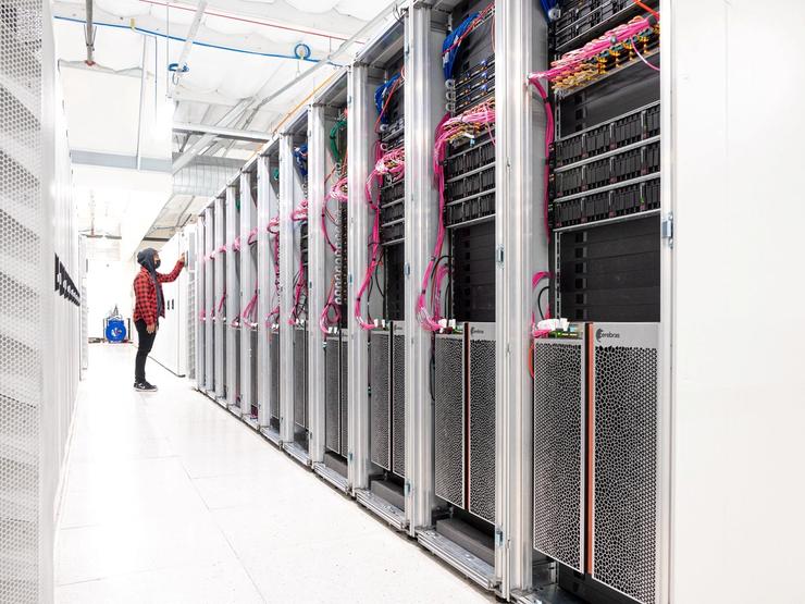 Supercomputer Andromeda at a data center in Santa Clara, California.